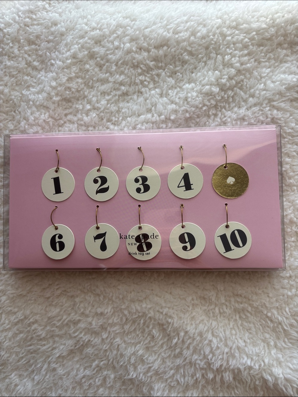 Kate Spade Set of 10 Foiled Paper Drink Tags Charms NIB Party Hostess Accessory